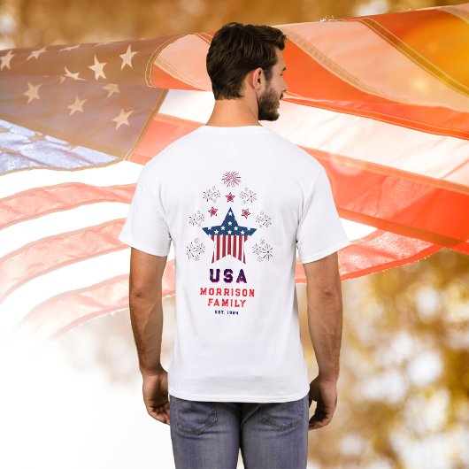 Patriot Red Blue Freedom USA Flag Star Mannen fami T-shirt