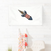 Patriot Rocket 4 juli Vintage Vuurwerk Ontwerp Spandoek (Insitu)