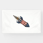 Patriot Rocket 4 juli Vintage Vuurwerk Ontwerp Spandoek (Horizontaal)