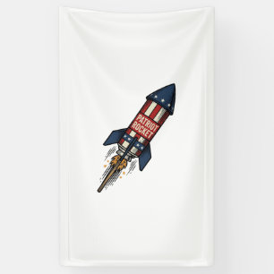 Patriot Rocket 4 juli Vintage Vuurwerk Ontwerp Spandoek
