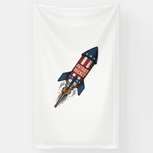 Patriot Rocket 4 juli Vintage Vuurwerk Ontwerp Spandoek (Verticaal)