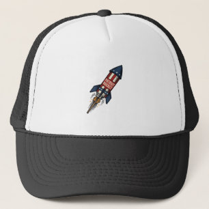 Patriot Rocket 4 juli vintage vuurwerk ontwerp Trucker Pet