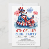 Patriot rood wit en blauw 4 juli Pool Party Kaart (Voorkant)