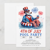 Patriot rood wit en blauw 4 juli Pool Party Kaart (Voorkant / Achterkant)