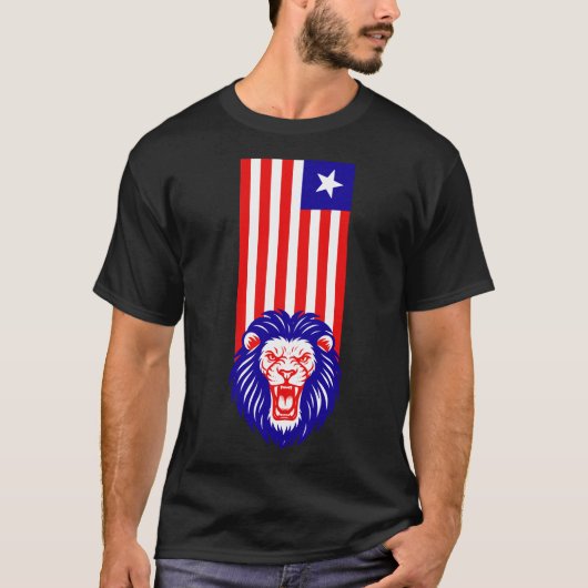 PATRIOT ROOD WIT EN BLAUW VRIJHEID LEEUW T-SHIRT (Voorkant)