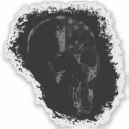 PATRIOT SKULL Black Grey Sticker
