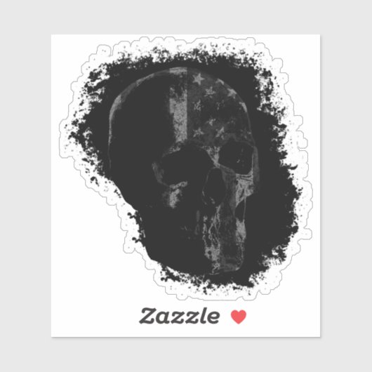 PATRIOT SKULL Black Grey Sticker (Vel)
