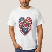 Patriot Threads: Waar Vlaggen en Harten zich veren T-shirt (Voorkant)