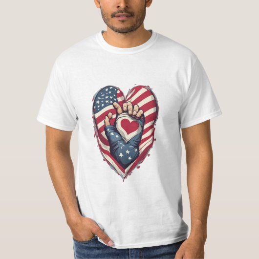 Patriot Threads: Waar Vlaggen en Harten zich veren T-shirt (Voorkant)