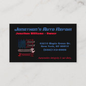 Patriot Tool Flag Car Auto Mechanic Repair Service Visitekaartje (Voorkant)