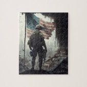 Patriot US Soldaat Guating the Flag Legpuzzel (Verticaal)