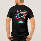 Patriot USA Flag Welder Striking An Arc Mannen Tri-Blend Shirt (Achterkant)