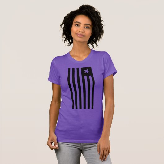 PATRIOT VLAG ZWART-WIT STER EN STREPEN T-SHIRT (Voorkant volledig)