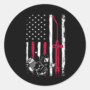 Patriot Welder Rode Lijn Amerikaanse Vlag Patrioti Ronde Sticker