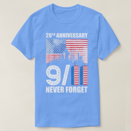 Patriotdag 20e Jubileum 911 zullen we nooit krijge T-shirt (Design voorkant)