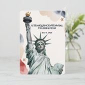 Patriotic 250th Anniversary Liberty Invitation Kaart (Staand voorkant)