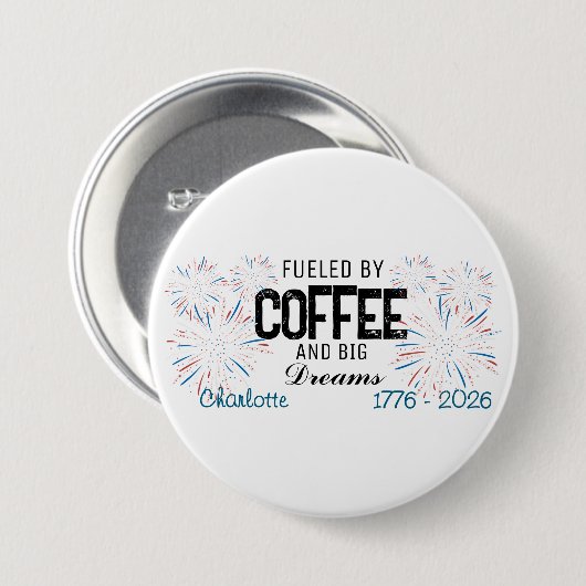 Patriotic 4th of July Custom Name Ronde Button 7,6 Cm (Voorkant /achterkant)
