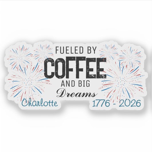  Patriotic 4th of July Custom Name Sticker (Voorkant)