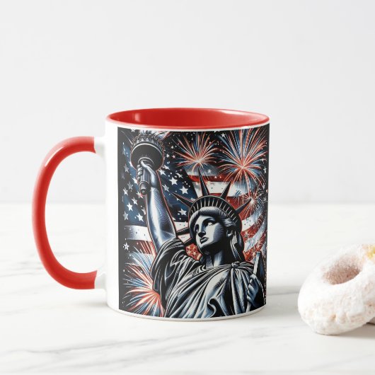 Patriotic 4th of July Mug USA Independence Day Mok (Met donut)