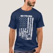 Patriotic 4th of July Tractor Trailer & US Flag T-shirt (Voorkant)