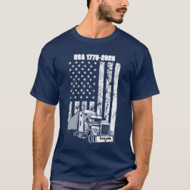 Patriotic 4th of July Tractor Trailer & US Flag T-shirt