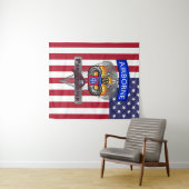 Patriotic 82nd Airborne Division Silver Chute Wandkleed (In Situ (horizontaal))