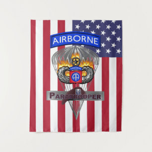 Patriotic 82nd Airborne Division Silver Chute Wandkleed