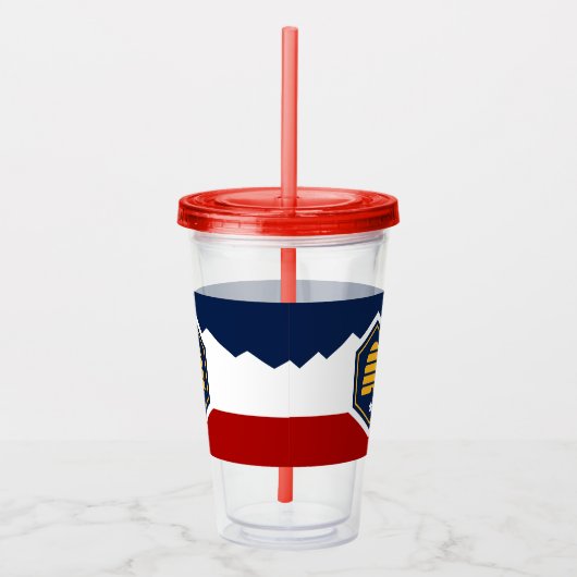 Patriotic Acrylic Tumbler with flag of Utah, USA Acryl Drinkbeker (Rechts)