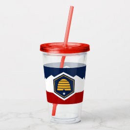 Patriotic Acrylic Tumbler with flag of Utah, USA Acryl Drinkbeker