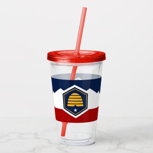 Patriotic Acrylic Tumbler with flag of Utah, USA Acryl Drinkbeker (Achterkant)