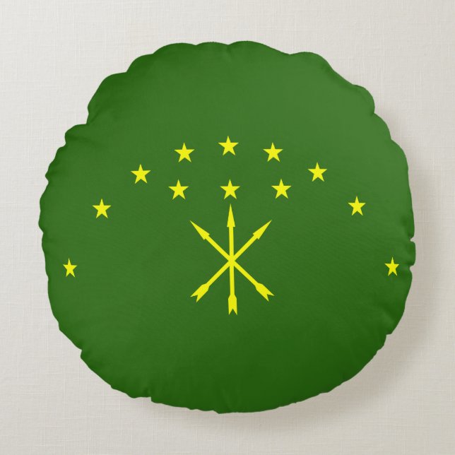 Patriotic Adygea Flag Rond Kussen (Voorkant)