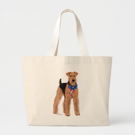 Patriotic Airedale Terrier Grote Tote Bag (Voorkant)