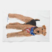 Patriotic Airedale Terrier Theedoek (Horizontaal)