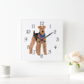 Patriotic Airedale Terrier Vierkante Klok (Huis)
