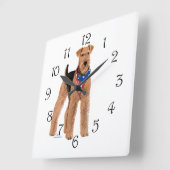 Patriotic Airedale Terrier Vierkante Klok (Hoek)