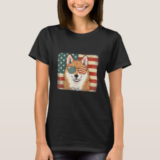 Patriotic Akita Inu Dog Lover USA Flag 4th Of July T-shirt