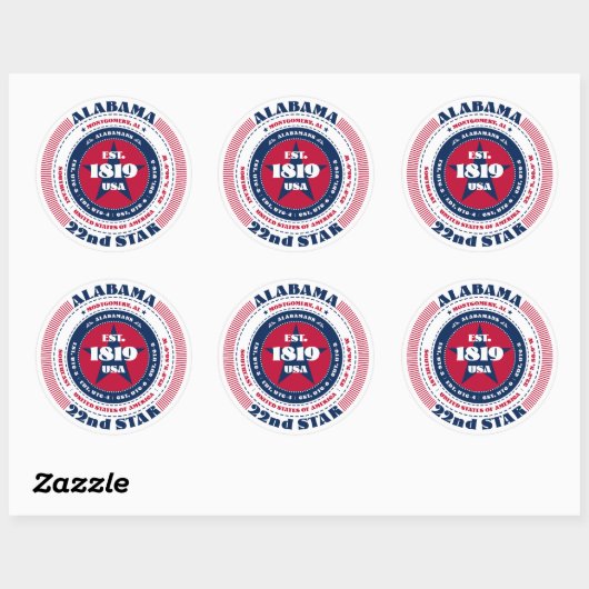 Patriotic Alabama Circle Design Sticker (Vel)