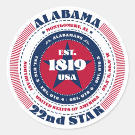 Patriotic Alabama Circle Design Sticker