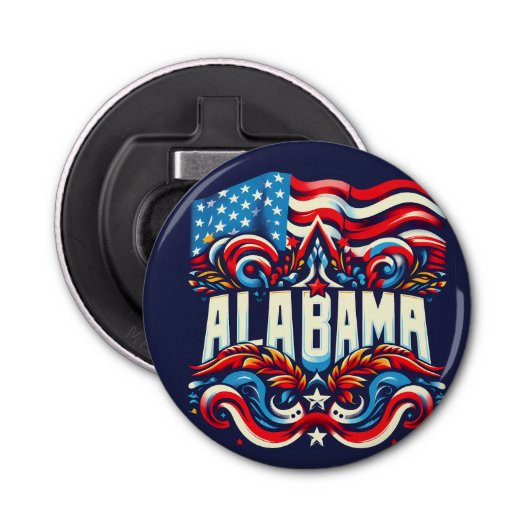 Patriotic Alabama decoratieve flesopener Button Flesopener (Voorkant)