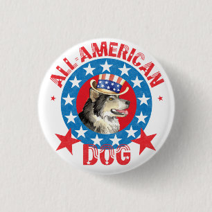 Patriotic Alaskan Malemute Ronde Button 3,2 Cm
