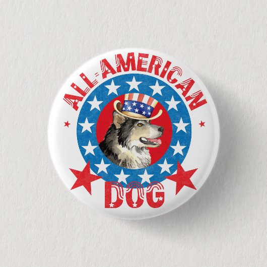 Patriotic Alaskan Malemute Ronde Button 3,2 Cm (Voorkant)