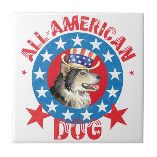 Patriotic Alaskan Malemute Tegeltje (Voorkant)