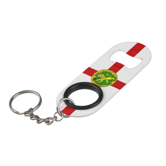 Patriotic Alderney Flag Mini Flessenopener (Voorkant Gekanteld)