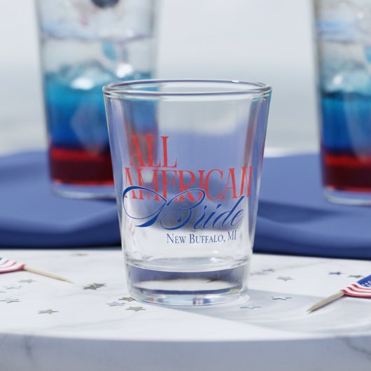 Patriotic All American Bride Bachelorette Shot Glas