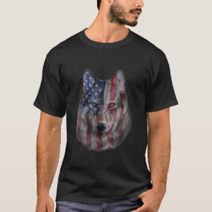 Patriotic America Grey Wolf Bust Verenigde Staten T-shirt