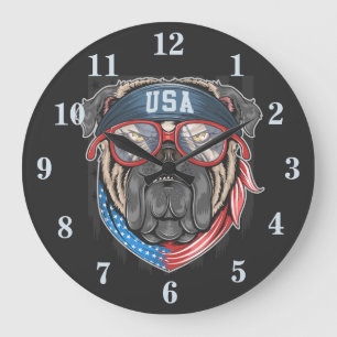Patriotic American Bulldog Grote Klok