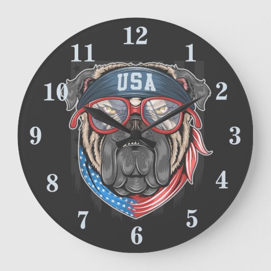 Patriotic American Bulldog Grote Klok (Voorkant)