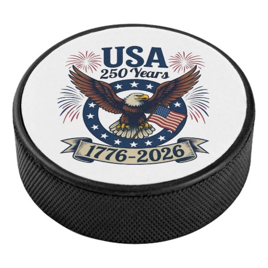 Patriotic American Eagle 250 Years 1776-2026 Hockey Puck (3/4)