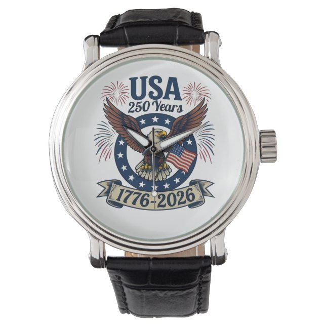 Patriotic American Eagle 250 Years 1776-2026 Horloge (Voorkant)
