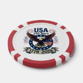 Patriotic American Eagle 250 Years 1776-2026 Poker Chips (Enkel)